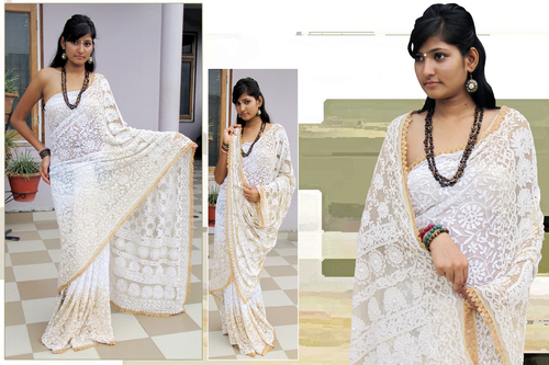 Designer Chikan Work Saree 