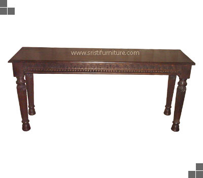 Console - Sheesham Wood, 825x1200x450 mm, Dark Brown Coffee, Ethnic Indian Style, Intricate Carving, Spacious Top