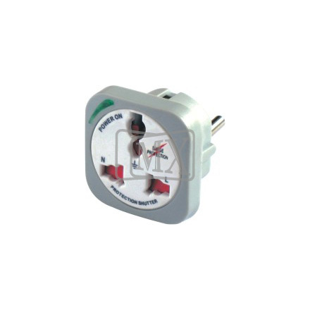 MX UNIVERSAL CONVERSION PLUG WITH SURGE PROTECTOR, LIGHT AND CHILD SAFETY SHUTTER
