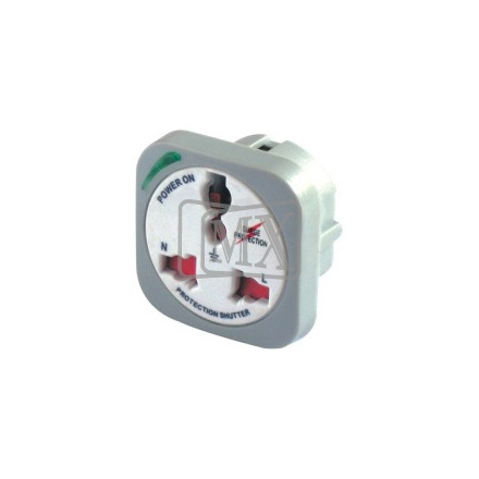 MX UNIVERSAL CONVERSION PLUG WITH SURGE PROTECTOR, LIGHT AND CHILD SAFETY SHUTTER 