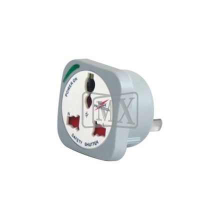 MX UNIVERSAL CONVERSION PLUG WITH SURGE PROTETOR, LIGHT AND CHILD SAFETY SHUTTER