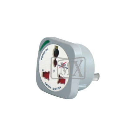 MX UNIVERSAL CONVERSION PLUG WITH SURGE PROTECTOR, LIGHT & CHILD SAFETY SHUTTER