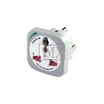 MX UNIVERSAL CONVERSION PLUG WITH SURGE PROTECTION 3 PIN WITH SHUTTER(5AMP.PC.MOULDED)