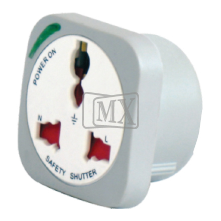 MX UNIVERSAL CONVERSION PLUG WITH SURGE PROTECTOR (USA TYPE) WITH LIGHT AND CHILD SAFETY SHUTTER