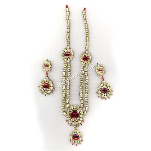 Stone Studded Gold Necklace Set