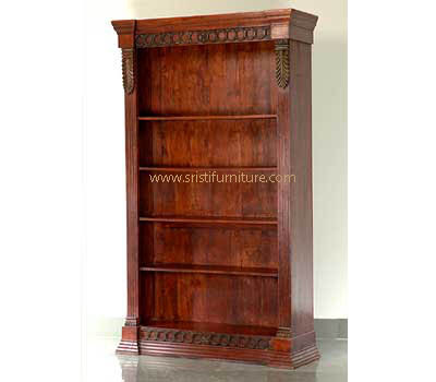 Book Shelf - Sheesham Wood, 190x100x40 cm, Dark Rose Wood/Dark Brown/Light Brown, PU Gloss/Matte Finish, Spacious Shelves, Elegant Design