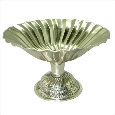 Fruit Bowl - Metal 12 Inch Diameter Silver, Pedestal Style, Durable Easy Clean Design
