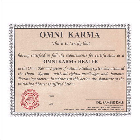 Omni Karma Healer Certificate