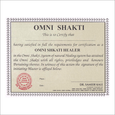 Omni shakti Healer Cerificate