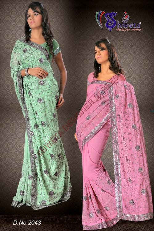 Resham Work Fancy Sarees