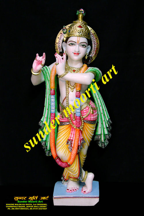 Eco-Friendly Makrana Marble Krishna Ji Statues