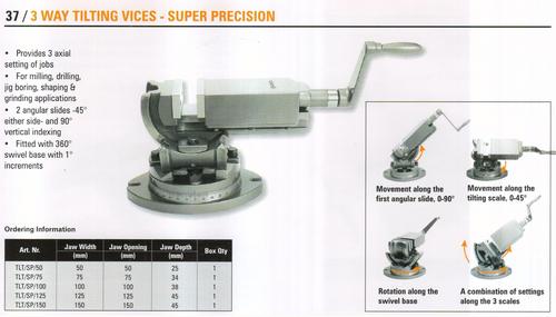 3 Way Tilting Vices - Cast Iron, Jaw 100x50mm, 360° Tilt | Precise Clamping, Durable Design, Versatile Use