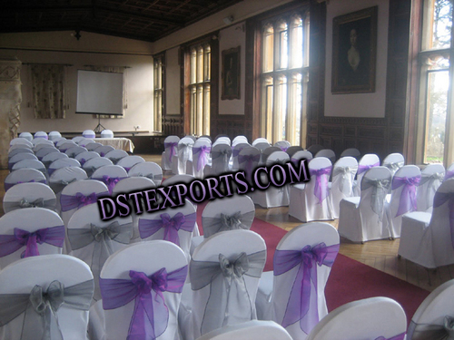 Wedding White Chair Cover With Tissue Sashas 