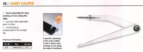 Jenny Caliper - Steel, Polished Finish, Adjustable Legs | Easy To Use, Precise Marking, Durable, Versatile, Light Weight