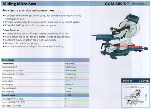 SLIDING MITRE SAW ( GCM 800 S Professional)