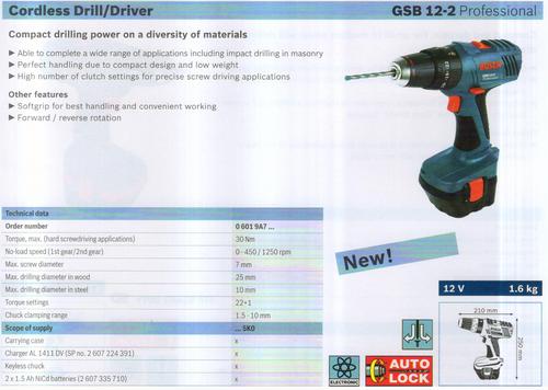 GSB 12-2 Professional - 12V, 10mm Chuck, 175mm | Compact Design, Powerful Motor, Ergonomic Grip