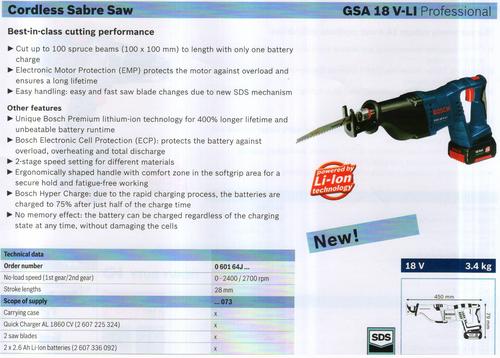 SABRE SAW ( GSA 18V-LI Professional)