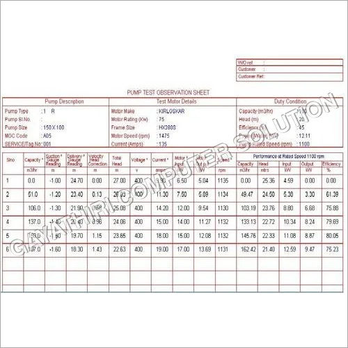 Pump Testing Analysis Software