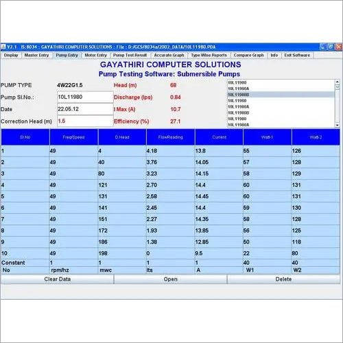 Submersible Pump Testing Software