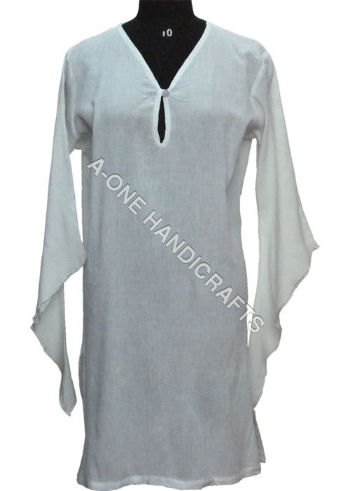 Ladies Long Sleeve White Tunic Top
