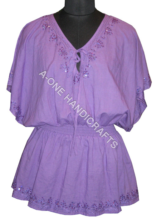 Designer Cotton Kaftan With Hand Embroidery 