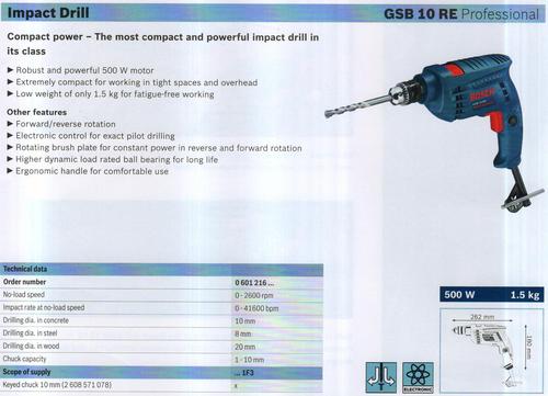 GSB 10 Re Professional.jpeg - Metal, 28cm, 10mm Chuck, 1000W, 0-3000 RPM, 220V | Powerful Motor, Precise Drilling, Easy Handling