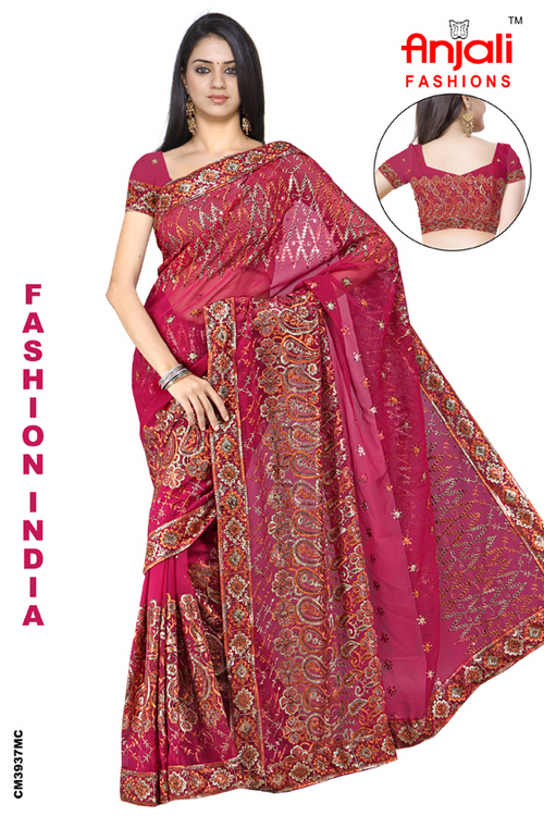 Fancy Designer Sarees - Net Fabric, 5.5 Meters, Pink | Sequins Embroidery, Elegant Design, Comfortable Wear