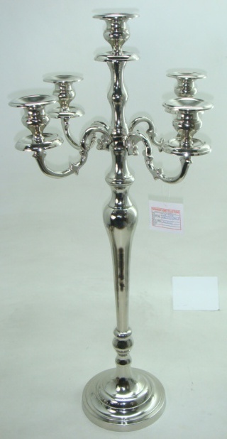 Candle Stand - Aluminum, 39.5x39.5x79.5 cm, Nickel Finish | Elegant Design, Five Candle Holders, Stylish Decor