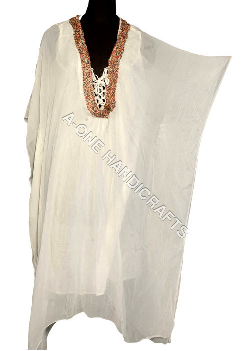 Long Hand Beaded Georgette Kaftan