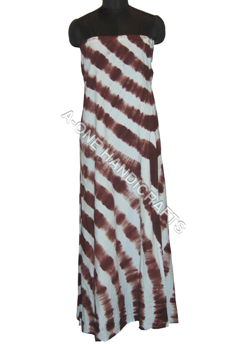 Designer Long Cotton Dress With hand Tie Dye Color