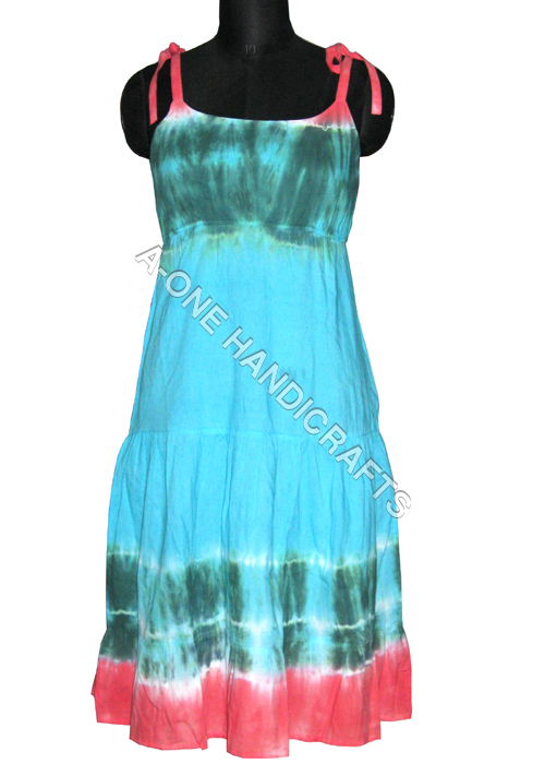 Knee Length Maxi Dress with Hand tie Dye work