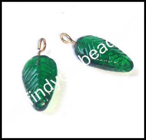 Pendants Beads - Glass Leaf 15-20mm Green, Elegant Design Durable Material