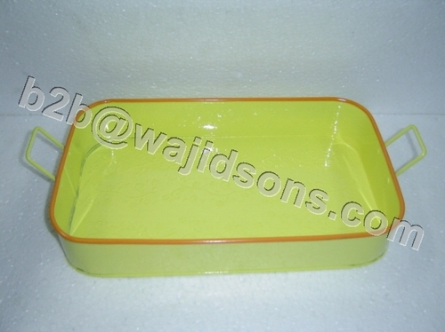 Rectangular Tray Yellow with handle