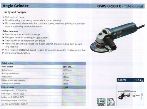 GWS 8-100 C professional.jpeg - Metal Plastic, 280mm, 100mm Disc | 850W, 11000rpm, Powerful Motor, Precise Cutting