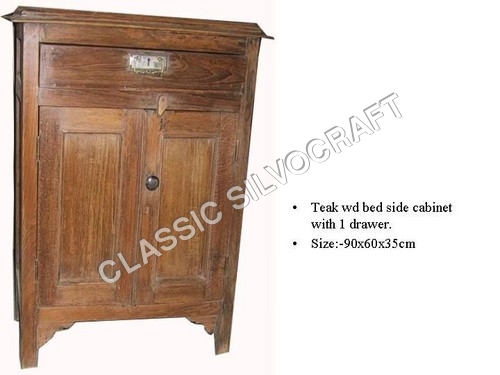 Antique Teak Wood Bed Side Cabinet With  Drawer
