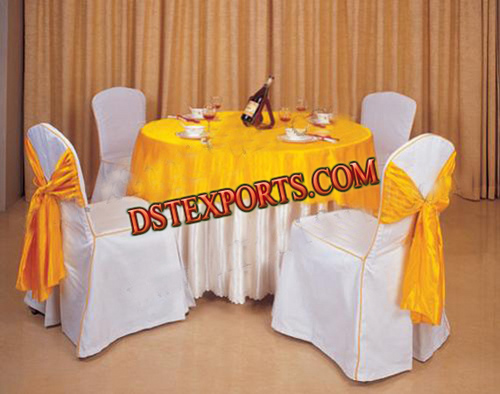 BANQUET HALL CHAIR COVER WITH ATTACH SASHAS - Polyester Chair Cover Size, Yellow, Machine Washable, Elegant Design, Easy to Attach, Durable Material