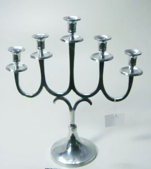 Candle Stand - Aluminum, 42x15.5x46 Cms, Polish Finish | Five Arms, Elegant Design, Stylish Decor