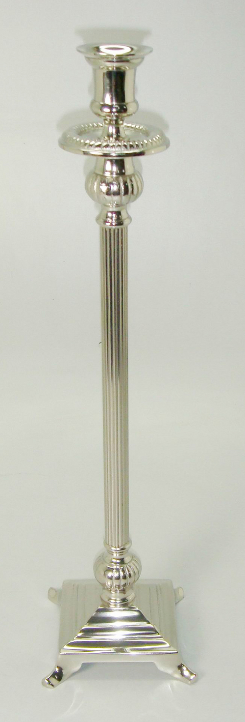 Candle Stand - Aluminium & Iron, 12x12x47.5 cm, Nickel Finish | Elegant Design, Durable Material, Stable Base, Versatile Use