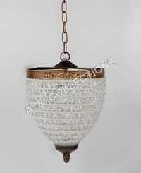 Bronze With White Crystal Brass Chandelier