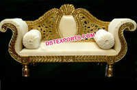 Asian Wedding Golden Brass Metal Love Seater