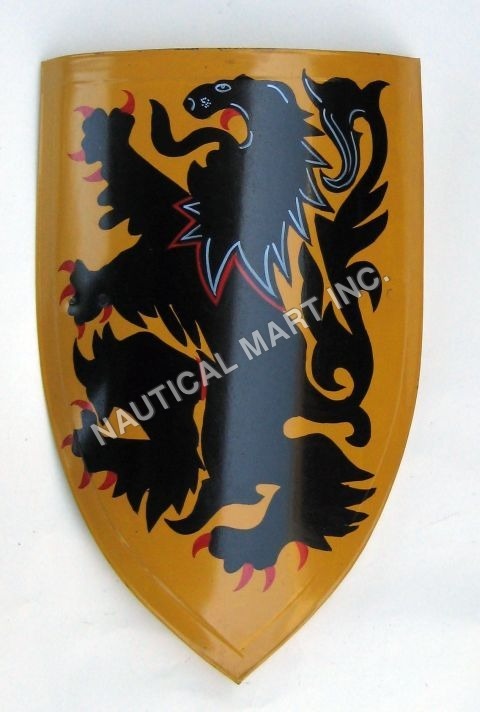 Medieval Lion Shield Hand Painted
