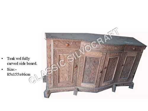 Antique Teak Wood Fully Carved Sideboard
