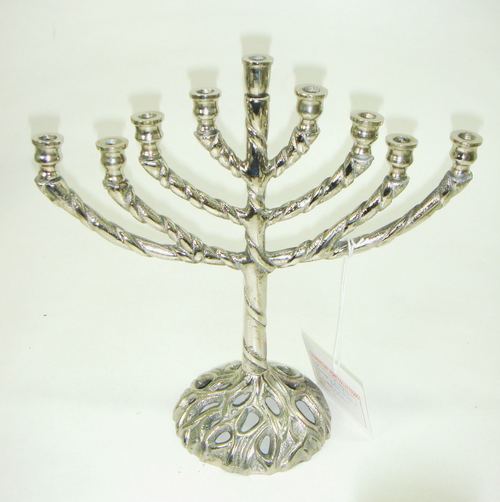 Candle Stand - Aluminium 26x11x25 cm, Nickel Antique Finish, Nine Arms Decorative Design