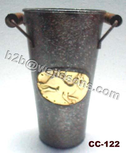 Metal Vase with Brass Label Metal Vase with Brass Label