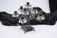 9 LIGHT BLACK HANGING CRYSTAL CANDELABRA