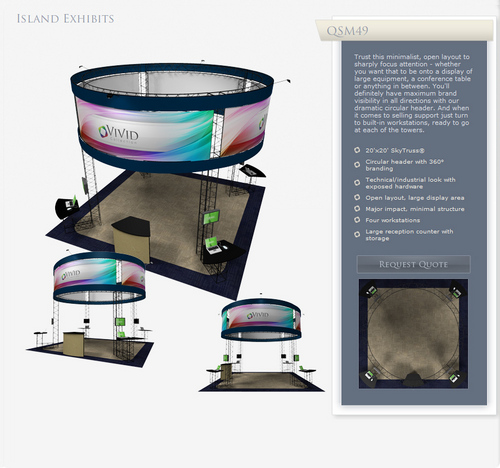 QSM49 - Fabric And Aluminum, Variable Dimensions, Blue | Portable Curved Display, Easy Setup, Dye-Sublimation Graphics