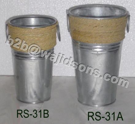 Rope Vase - Metal & Rope, 10.16x15.24x24.13", Silver | Unique Design, Durable Material, Elegant Decor
