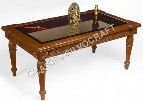 Safina Coffee Table - Wood & Glass, 48x24x18 Inches, Brown | Elegant Design, Spacious Top, Stylish Legs, Polished Finish