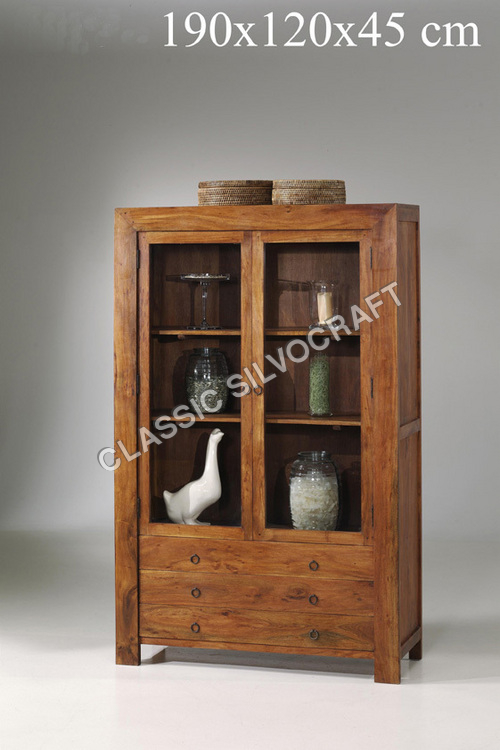 Sheesham Furniture-Almirah With Glass