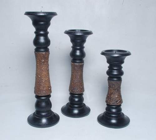 Crafted Wooden Candle Holder - Finishing: Polishing